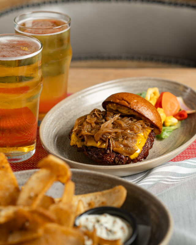 Summer's on the table. 

The B&B Burger: American cheese, caramelized onions, pickles, and secret sauce on a brioche bun. Double it if you're feeling ambitious. 🍔